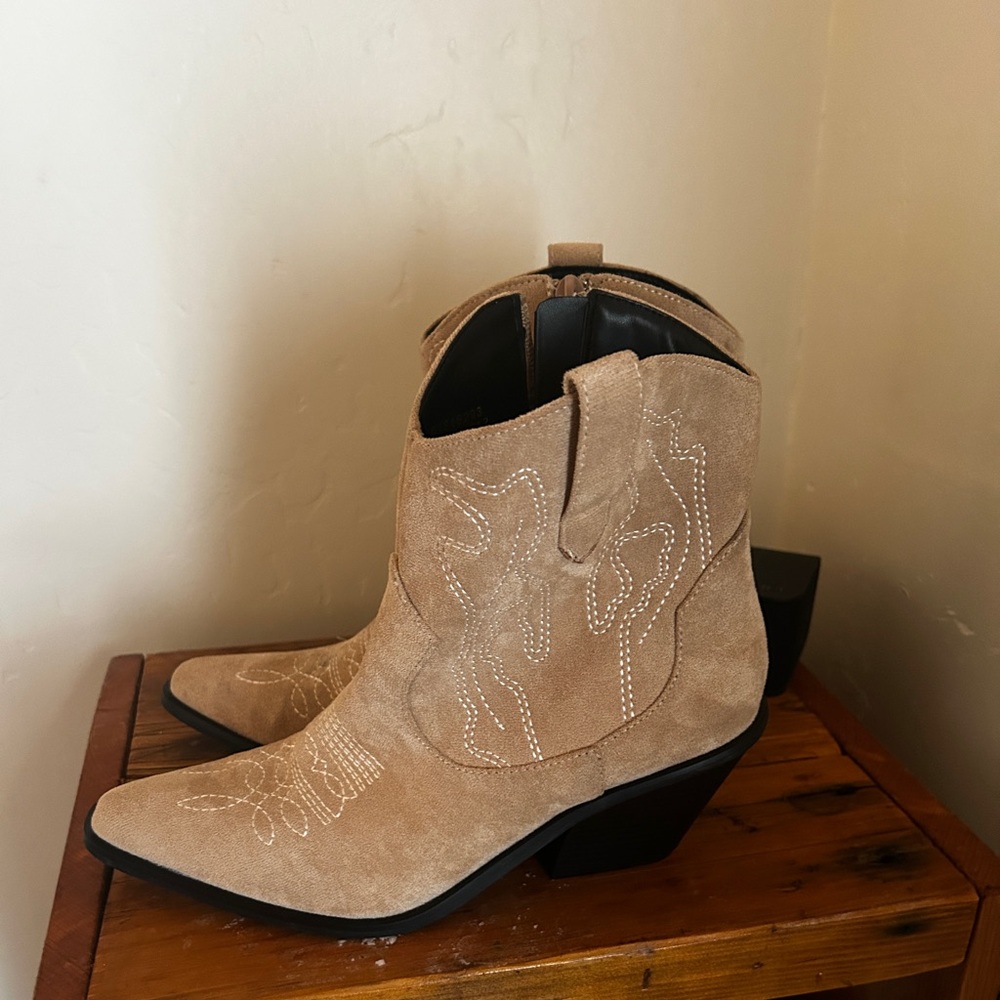 Faux Suede Cowboy Booties